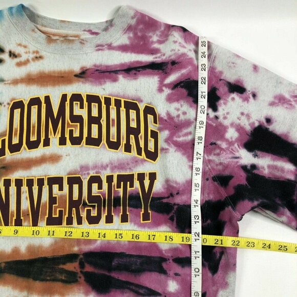 Champion Tie-Dye Bloomsburg University Reverse Weave Sweatshirt M Pink/Blue/Oran - Picture 4 of 6